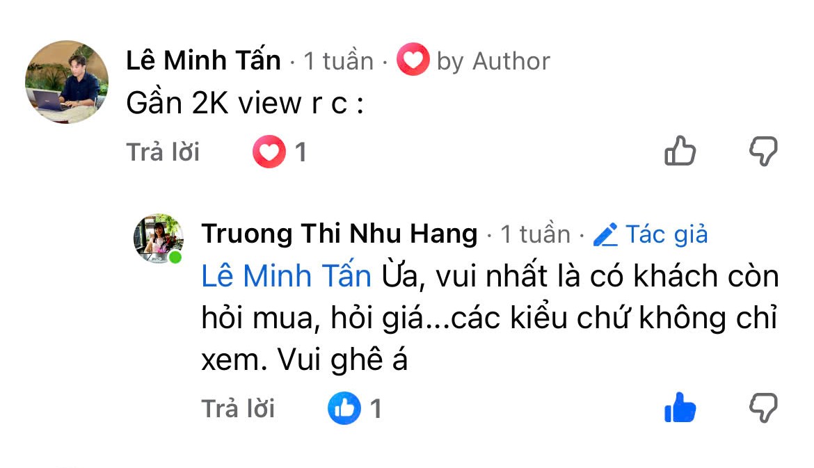 Bình luận khách hàng: video gần 2 nghìn lượt xem, có khách hỏi mua